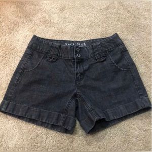 White House Black Market Black Denim Cuffed Denim Shorts -Size 2